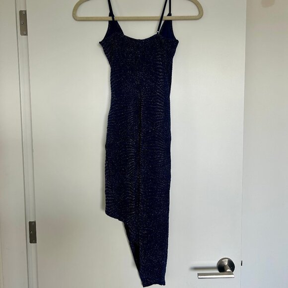 Honey and Rosie Navy Glitter Asymmetrical Dress - Picture 5 of 8